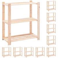 vidaXL 3-tier Storage Racks 10 Pcs 80X38X90cm Solid Pinewood 150 Kg, Brown