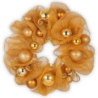National Tree Decorative Collection 24" Wreath & Gold Ribbon, Gold
