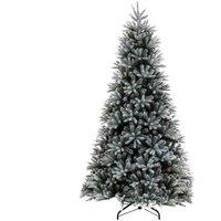 National Tree 7.5' Snowy St Petersburg Fir Hinged Christmas Tree, Green