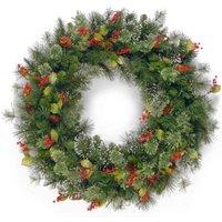 National Tree Wintry Pine 48" Wreath With Cones & Berries, Green