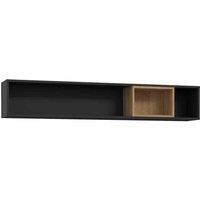 Furniture To Go High Rock Wall Shelf In Matt Black Riviera Oak, Black
