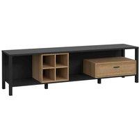 Furniture To Go High Rock Wide Tv Unit In Matt Black Riviera Oak, Black