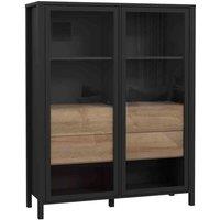 High Rock Extra Wide Display Cabinet In Matt Black Riviera Oak, Black