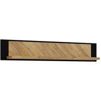 Furniture To Go Nikomedes Wall Shelf In Spica Oak Matt Black Bartex Oak, Brown