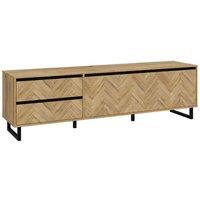Furniture To Go Nikomedes Tv Unit In Spica Oak Matt Black Bartex Oak, Brown