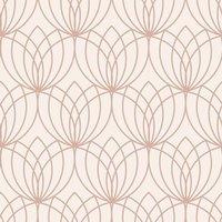 Muriva Ltd Muriva Lotus Cream & Rose Wallpaper 10m x 53cm, Cream