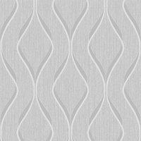 Muriva Ltd Muriva Wave Grey Wallpaper 10m x 53cm, Grey