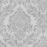 Darcy James Eleanor Damask Grey Wallpaper 10m x 53cm, Grey