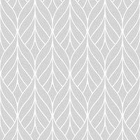 Muriva Blake Wave Grey & White Wallpaper 10m x 53cm, Grey