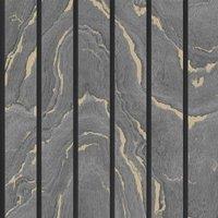 Muriva Woodgrain Panel Charcoal Wallpaper 10m x 53cm, Grey