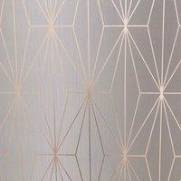 Muriva Kayla Grey & Rose Gold Wallpaper 10m x 53cm, Grey