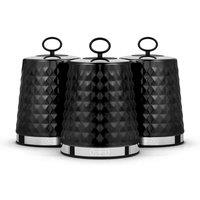 Tower Solitaire Set Of 3 Canisters, Black