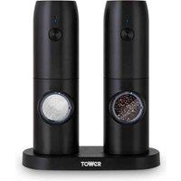 Tower Rechargeable Salt & Pepper, Black