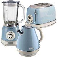 Ariete Vintage Kettle 2 Sl Toaster And Jug Blender Pack Blue, Blue