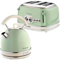 Ariete Vintage Dome Kettle And 4Sl Toaster Green, Green