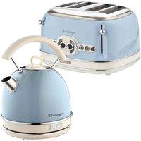 Ariete Vintage Dome Kettle And 4Sl Toaster Blue, Blue