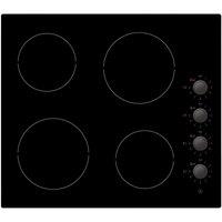 Statesman 60Cm 4 Zone Ceramic Hob With Dial Control Black, Black