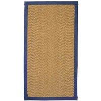 William Armes Coir Herringbone Rug with border 122x66cm Blue, Blue