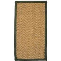 William Armes Coir Herringbone Rug with border 122x66cm Green, Green