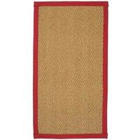 William Armes Coir Herringbone Rug with border 122x66cm Red, Red