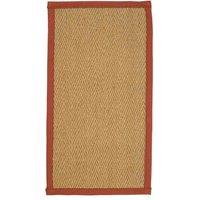 William Armes Coir Herringbone Rug with border 122x66cm Terracotta, Orange