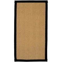William Armes Coir Herringbone Rug with border 122x66cm Black, Black