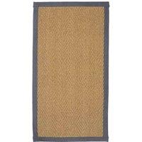 William Armes Coir Herringbone Rug with border 122x66cm Grey, Grey