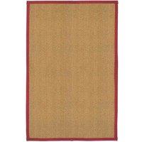 William Armes Coir Herringbone Rug with border 150x100cm Red, Red