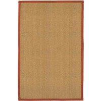 William Armes Coir Herringbone Rug with border 150x100cm Terracotta, Orange