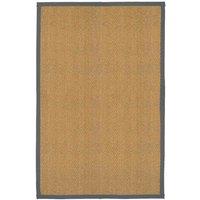 William Armes Coir Herringbone Rug with border 150x100cm Grey, Grey
