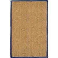William Armes Coir Herringbone Rug with border 200x135cm Blue, Blue