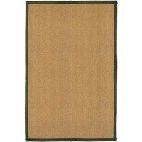 William Armes Coir Herringbone Rug with border 200x135cm Green, Green