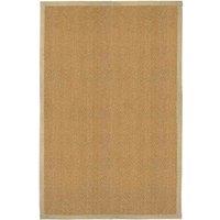 William Armes Coir Herringbone Rug with border 200x135cm Natural, Brown