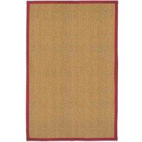William Armes Coir Herringbone Rug with border 200x135cm Red, Red