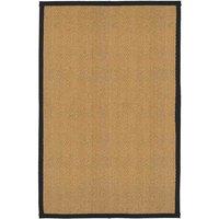 William Armes Coir Herringbone Rug with border 200x135cm Black, Black