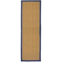 William Armes Coir Herringbone Runner with border 180x60cm Blue, Blue