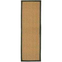 William Armes Coir Herringbone Runner with border 180x60cm Green, Green