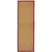 William Armes Coir Herringbone Runner with border 180x60cm Red, Red