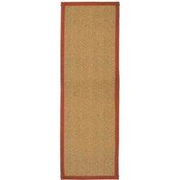William Armes Coir Herringbone Runner with border 180x60cm Terracotta, Orange