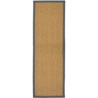 William Armes Coir Herringbone Runner with border 180x60cm Grey, Grey