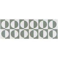 Washamat Washable Indoor Runner 150x50cm Retro Tile Sage, Green