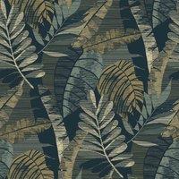 Belgravia Decor Sarika Wallpaper 10m x 53cm Blue/Cream, Blue