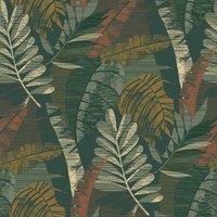Belgravia Decor Sarika Wallpaper 10m x 53cm Green/Orange, Orange
