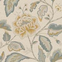 Belgravia Decor Maya Trail Textured Wallpaper 10m x 53cm Blue, Blue