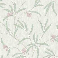 Belgravia Decor Tiffany Flower Textured Wallpaper 10m x 53cm Heather, Purple