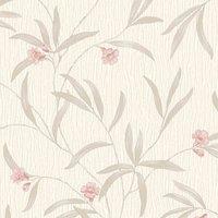 Belgravia Decor Tiffany Flower Textured Wallpaper 10m x 53cm Red, Red