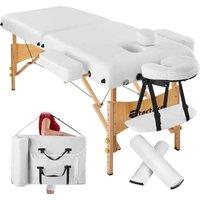Tectake Massage Table 2-Zone 7.5cm Padding and Rolls and Bag - White, White