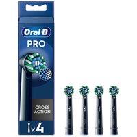 Oral B Oral-b Pro Cross Action Black Toothbrush Heads 4 Counts, Black