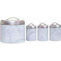Interiors By Ph 4Pc White Marble Effect Storage Set, White