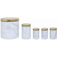 Interiors By Ph 5Pc White Marble Effect Storage Set, White